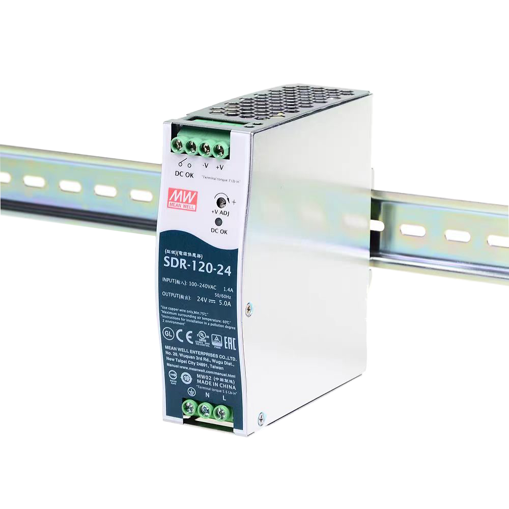 SDR-120-24明緯導(dǎo)軌型PFC電源